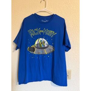 Rick and Morty Adult Swim Graphic T-Shirt Blue XL Ripple Junction Space Cruiser